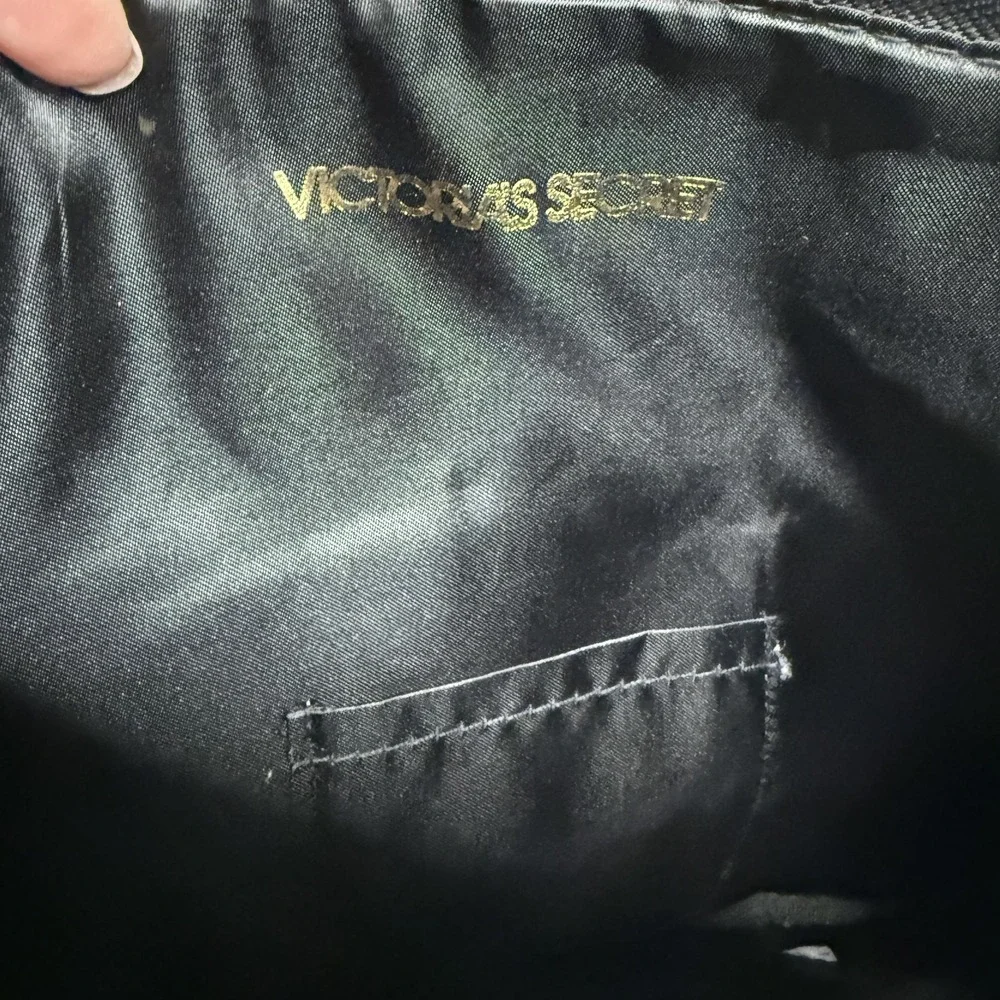 Victoria's Secret Sequin Makeup Cosmetic Bag Zipper Pouch Gold Mirror NWT